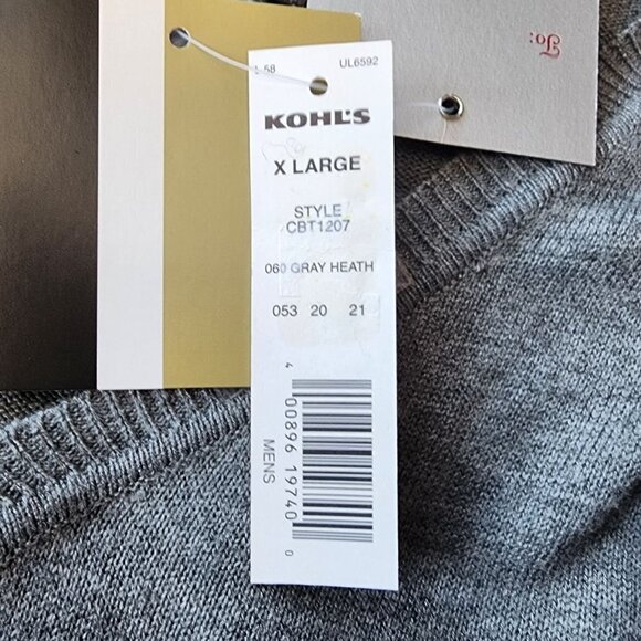 NWT Croft & Barrow Gray Heather V-neck Knit Sweater Vest Mens XL - Picture 8 of 9